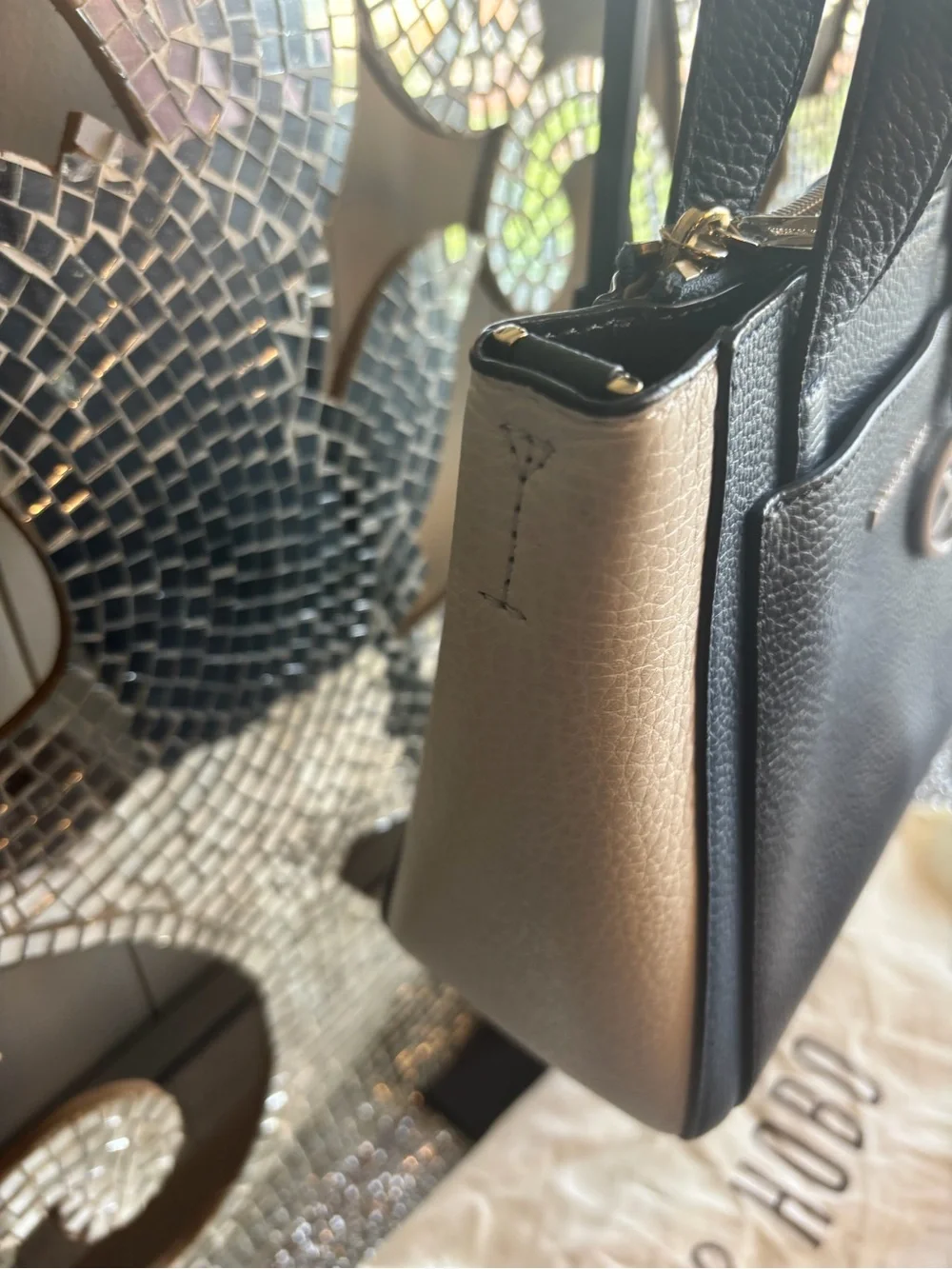 💕Michael Kors Navy, Black and White Pebbled Leather Satchel